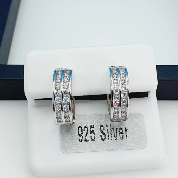 "925 Sterling Silver Cubic Zirconia Earrings, UU1P6A6126 - Picture 7 of 10